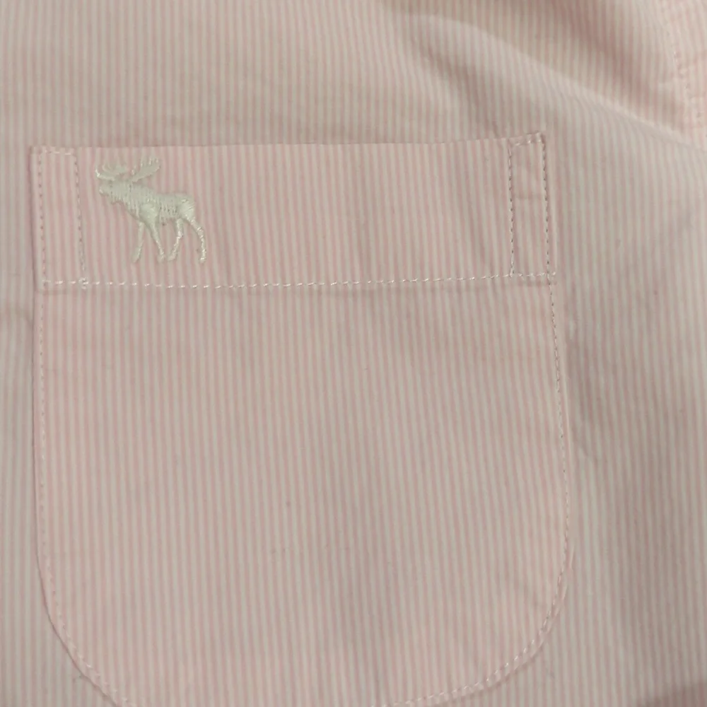 Two Girls Abercrombie Kids XL Button down Striped Shirts Navy Pink - Picture 4 of 5